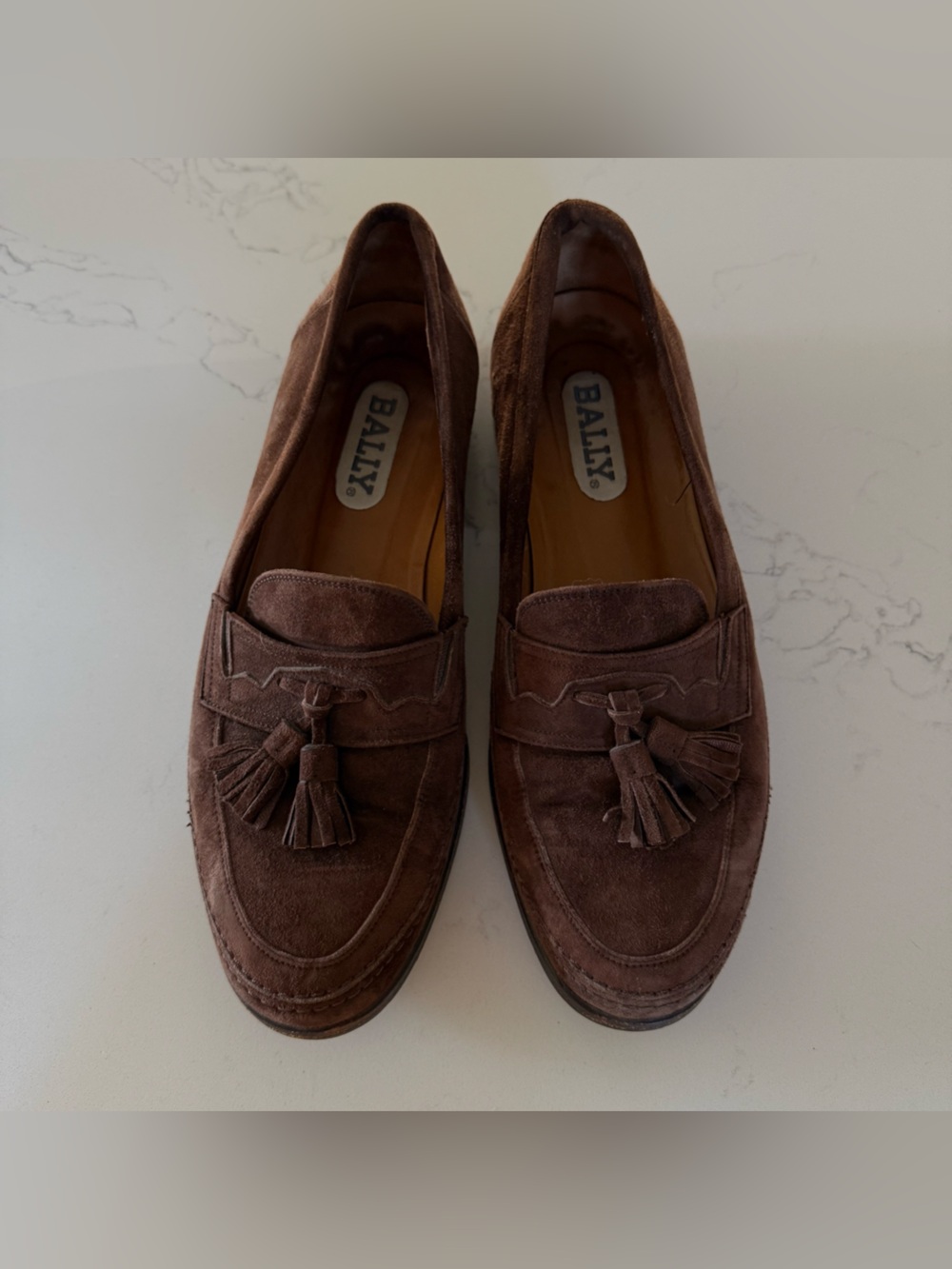 Bally Brown Suede Tassel Loafers 8.5D